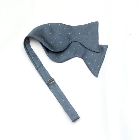 NWT Men's Self tied Bow Tie Dusty Blue Silk Butterfly Bowtie big bow tie S549 - Picture 5 of 9